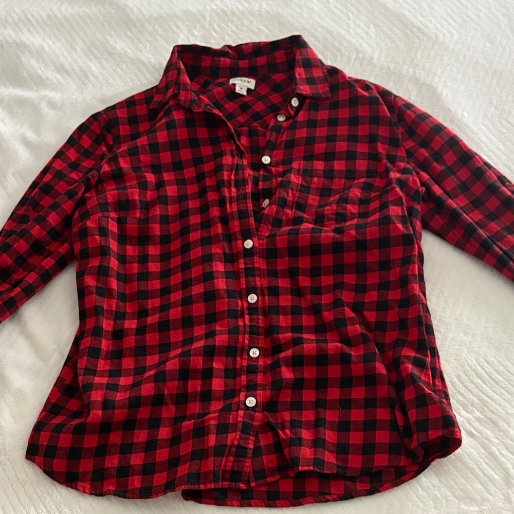 J. Crew Plaid Button Down Shirt - Red and Black